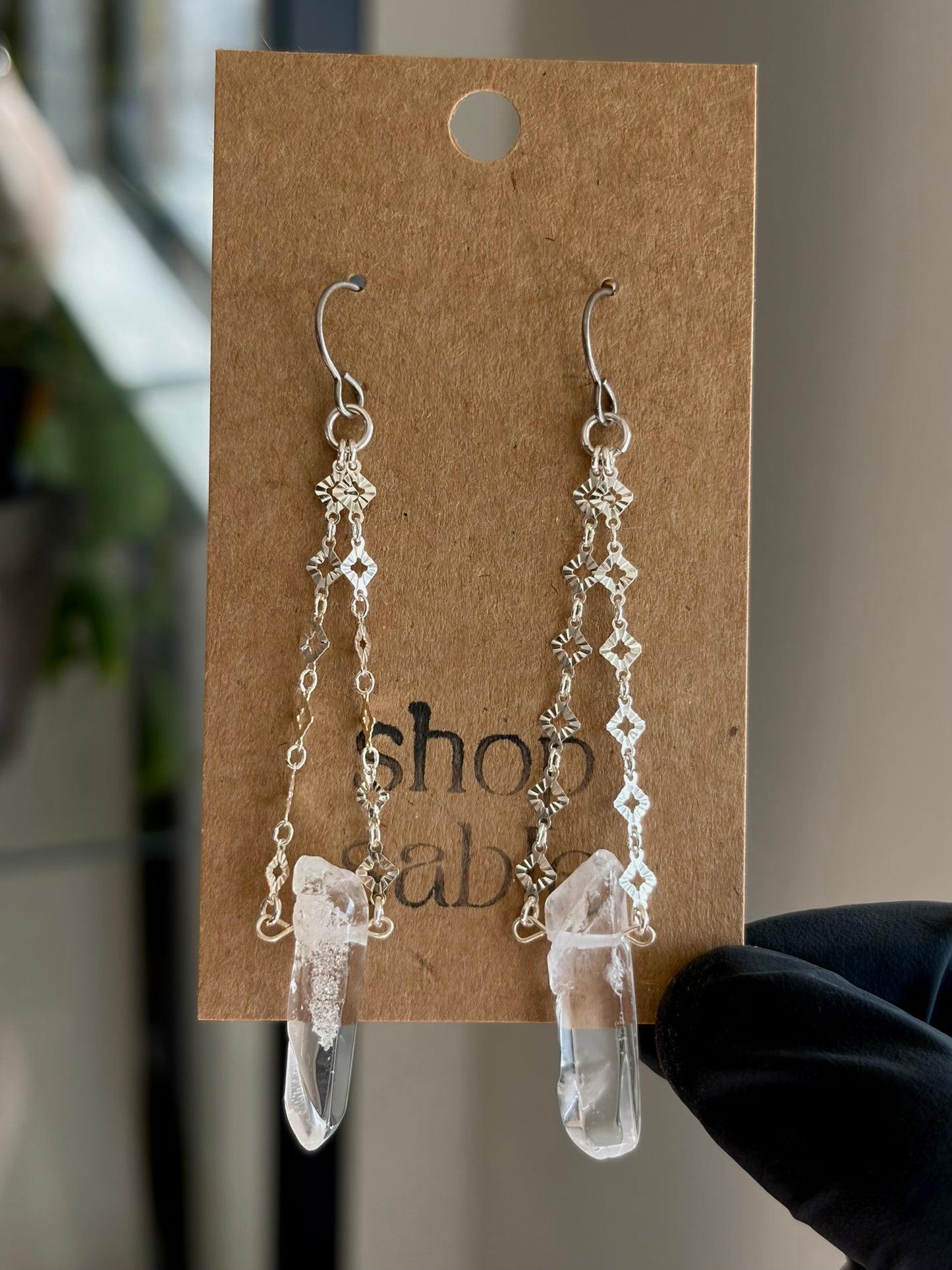 Suspension Clear Quartz Earrings