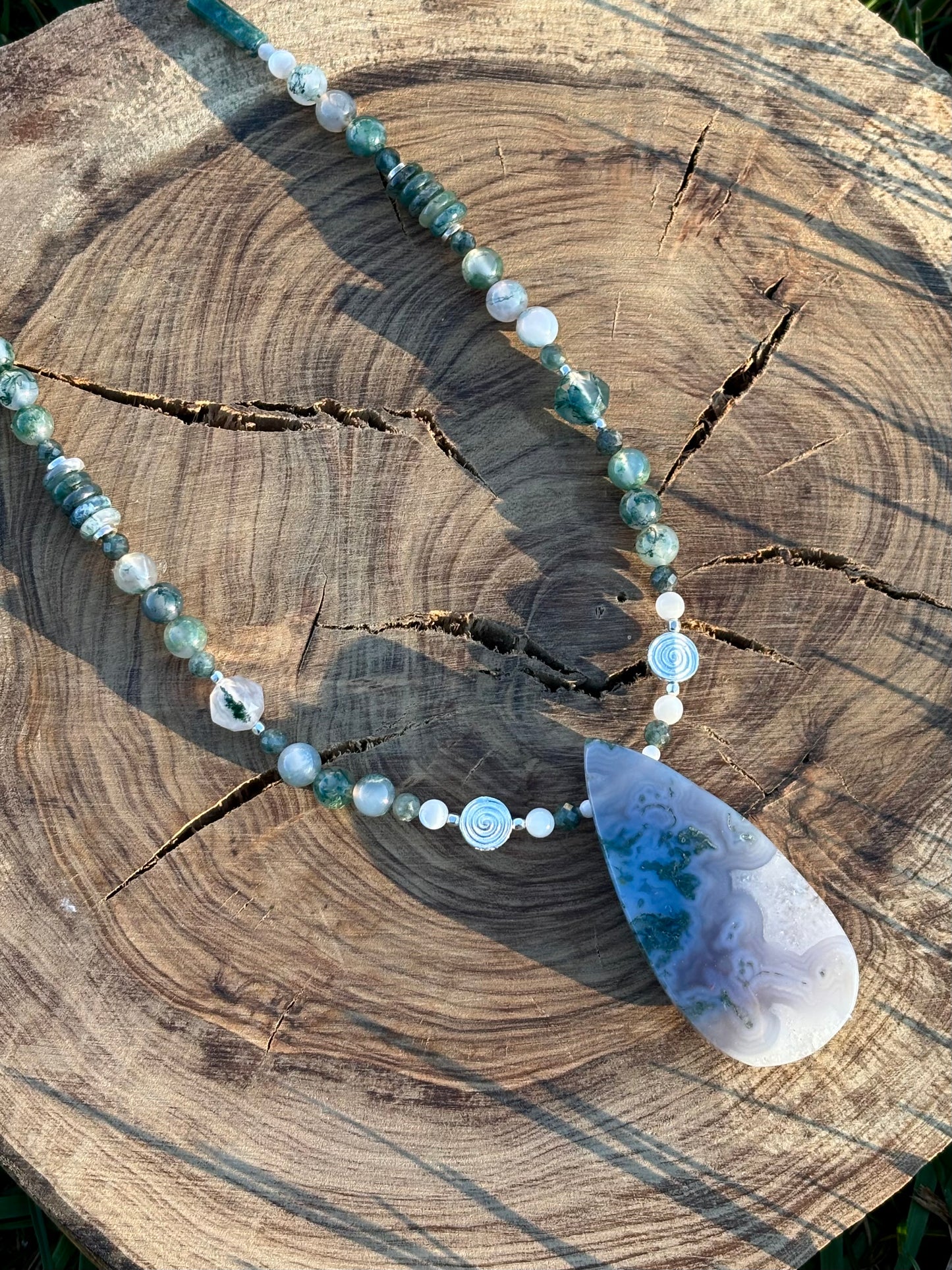 Moss Agate Statement Necklace