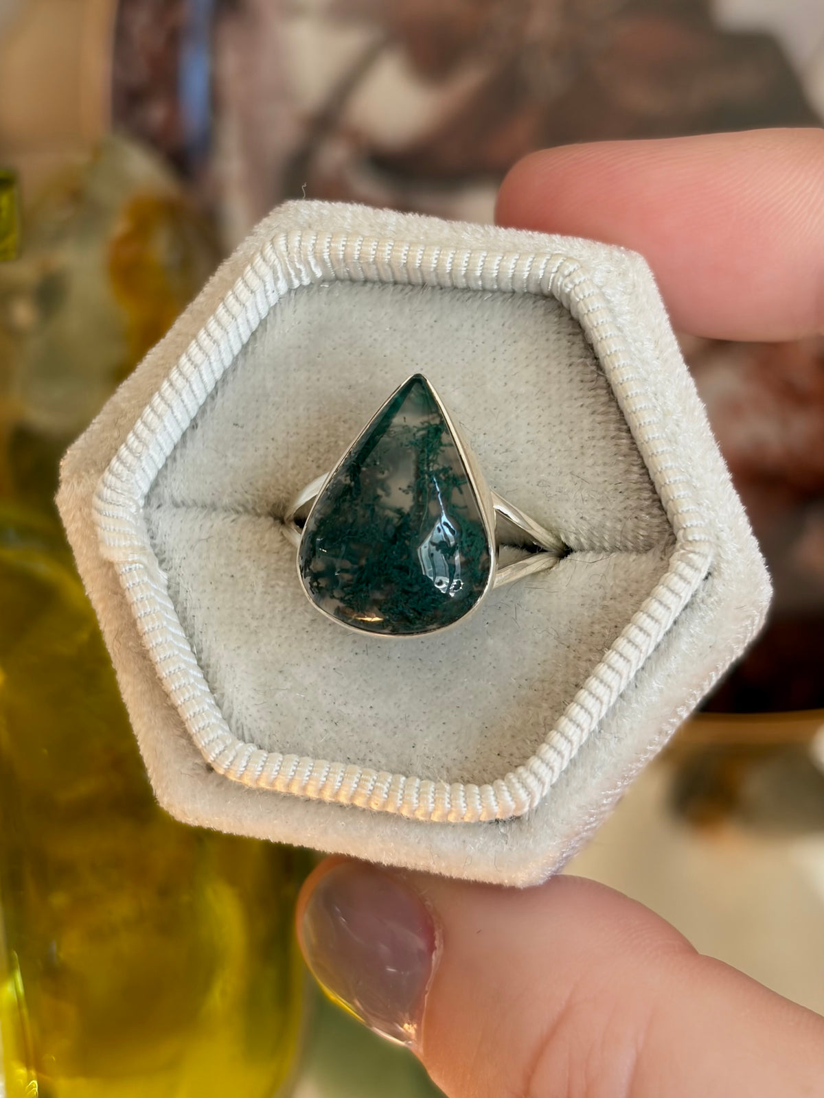Moss Agate Ring - Size 8