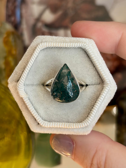 Moss Agate Ring - Size 8