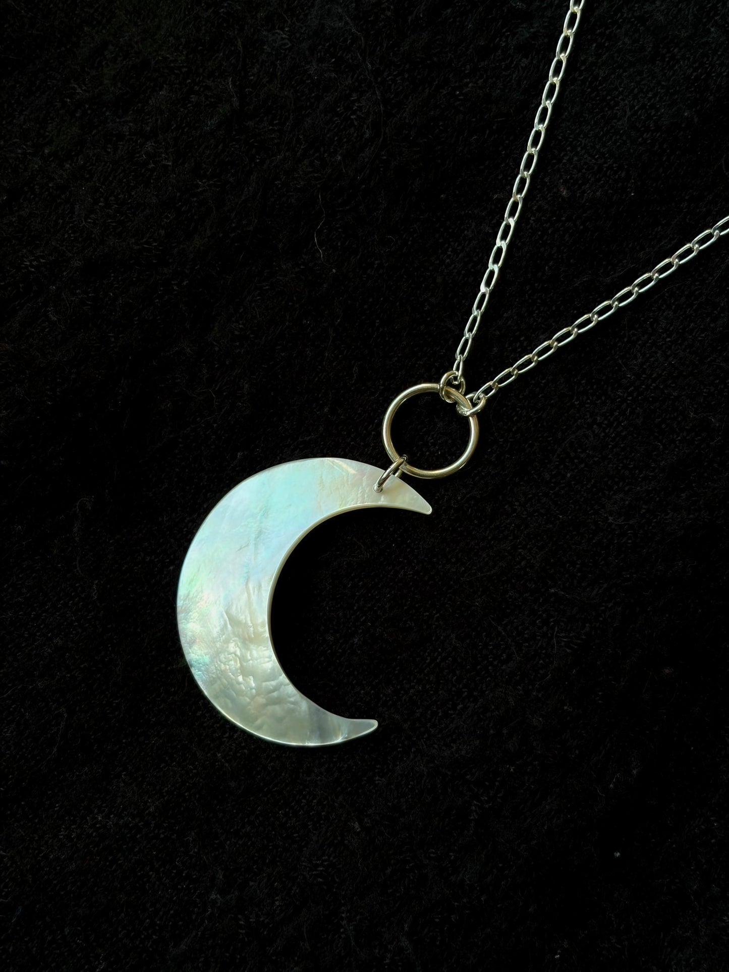 Mother of Pearl Crescent O-Ring Necklace
