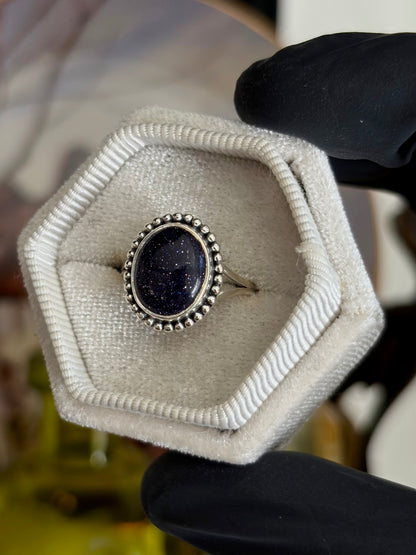 Blue Sand Stone Ring - Size 7