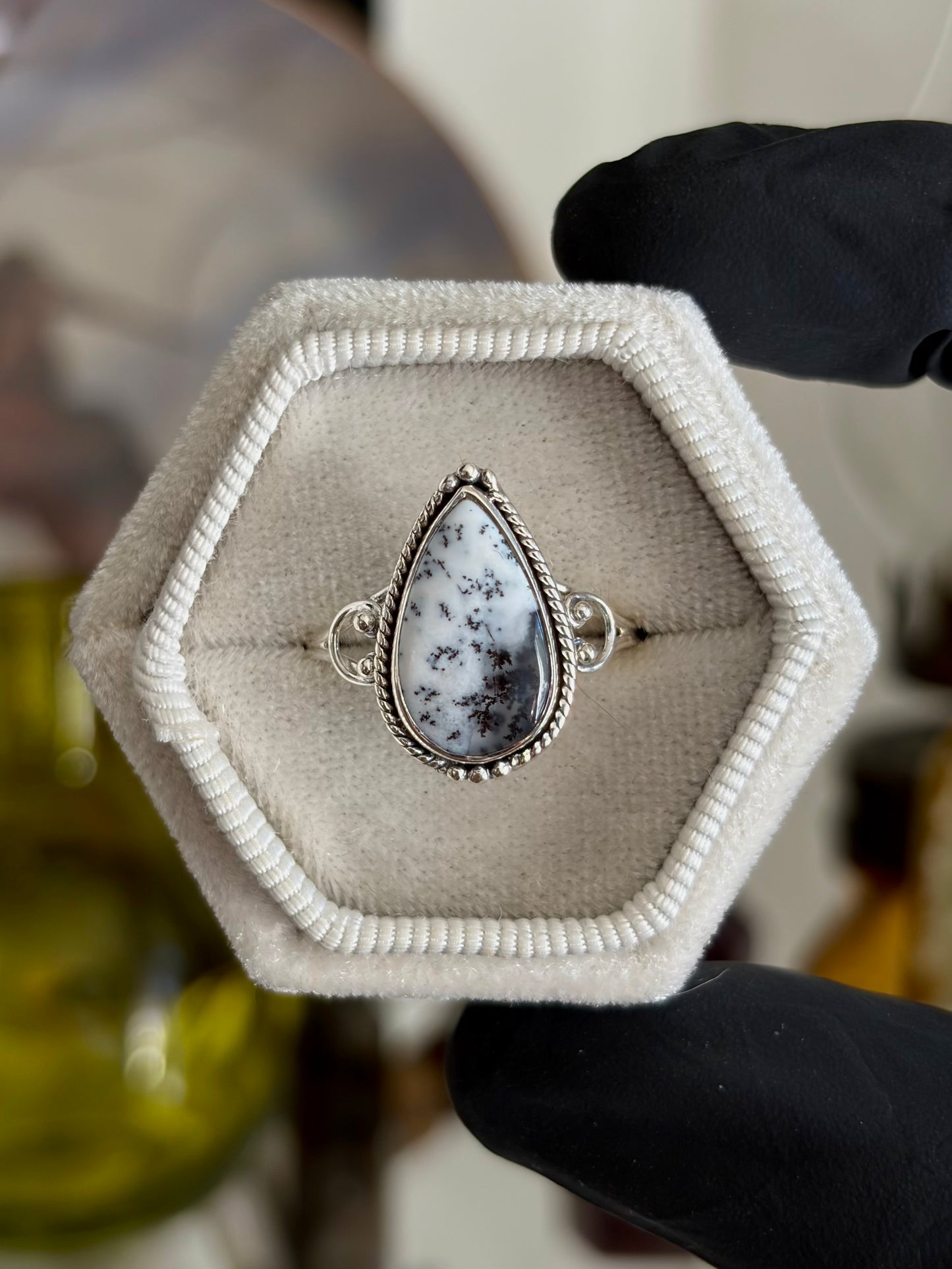 Dendritic Agate Ring - Size 10