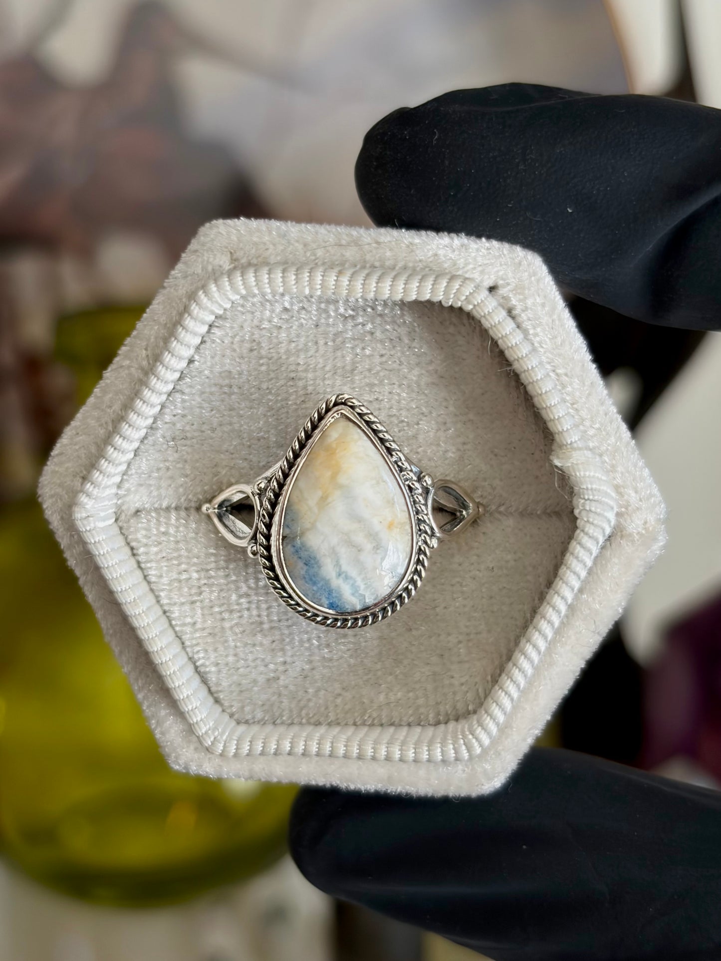 Blue Scheelite Ring - Size 9