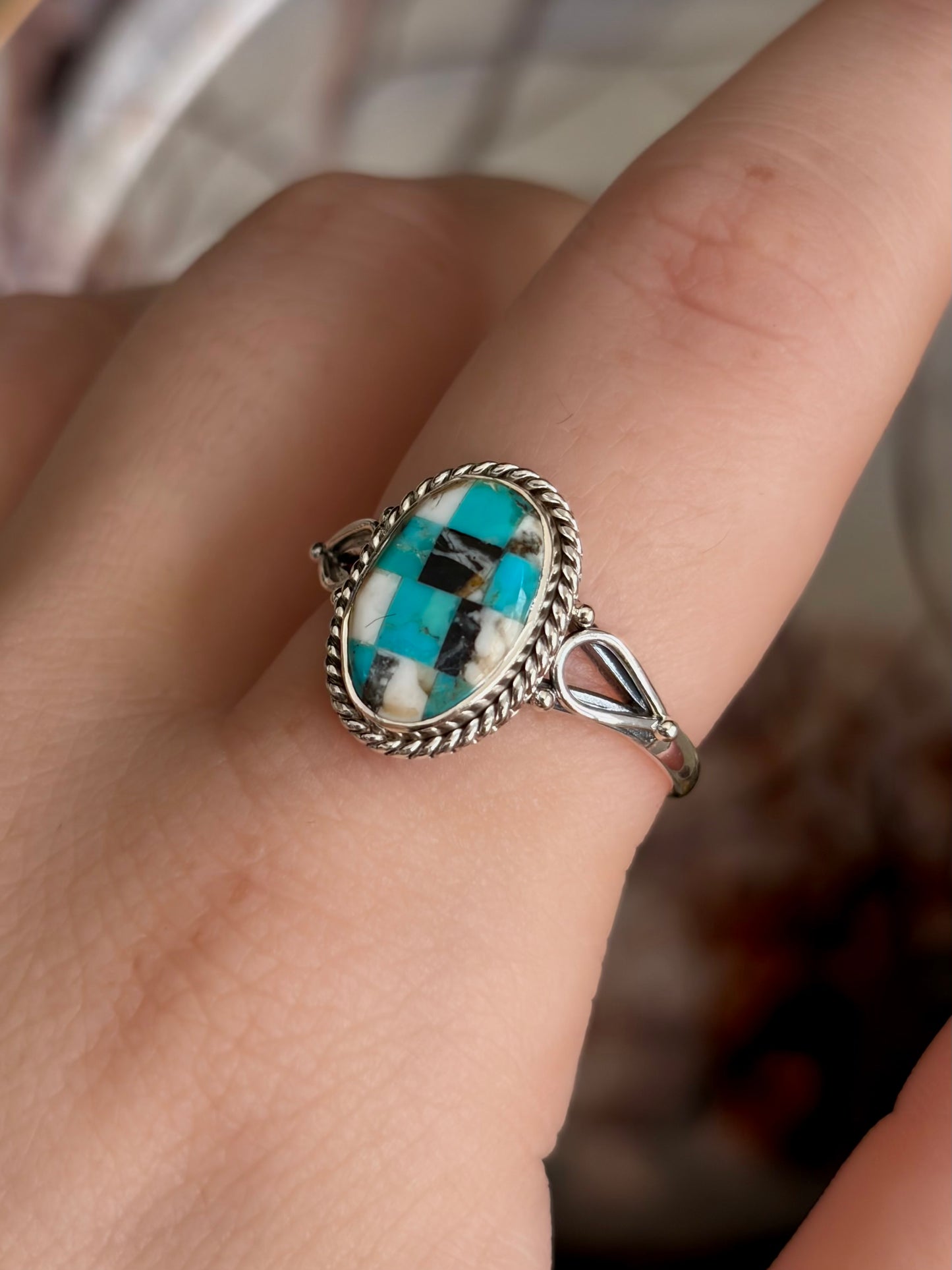 Turquoise Mosaic Ring - Size 9