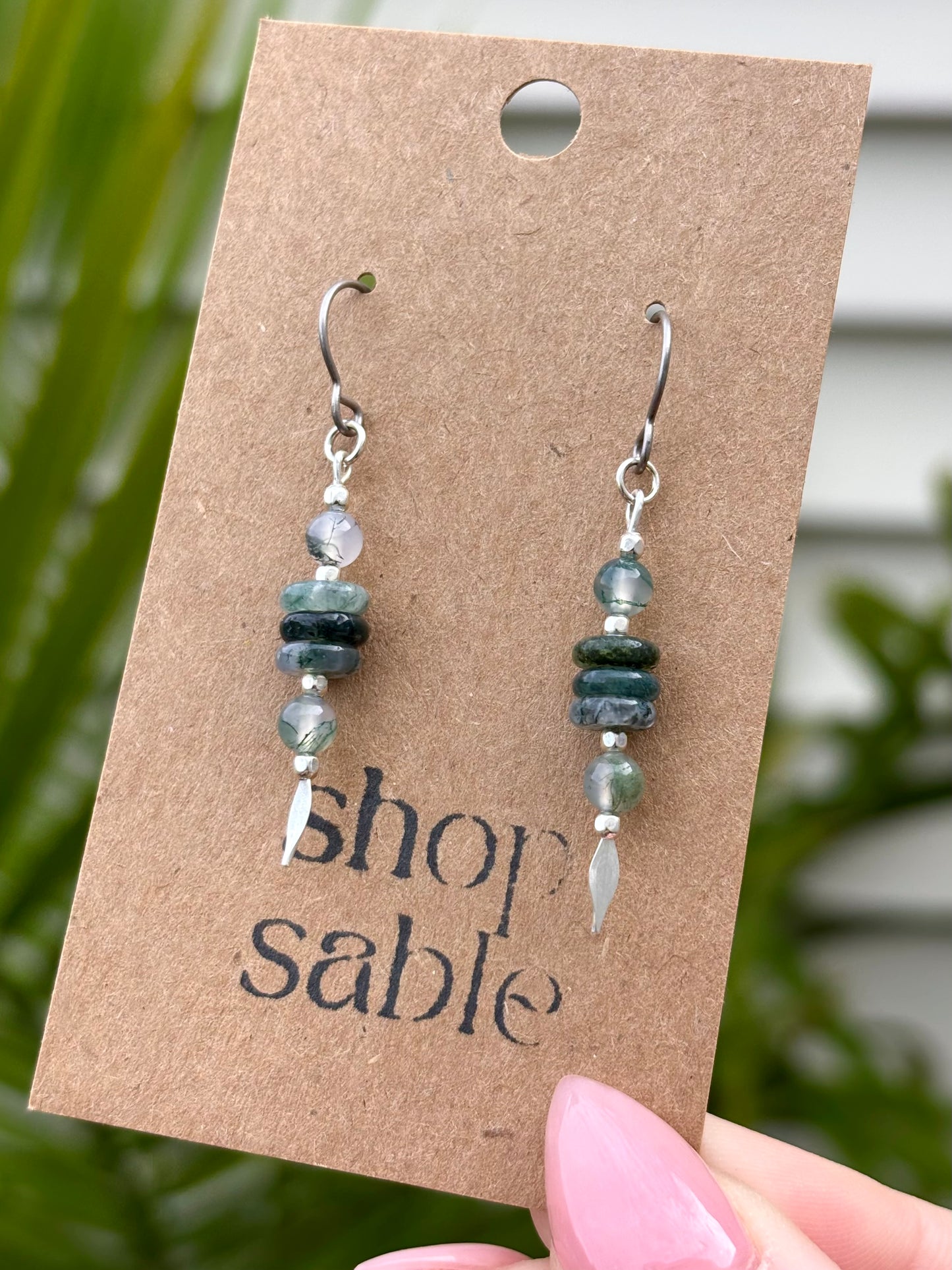Mottle Moss Agate Earrings