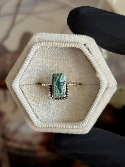 Green Seam Agate Ring - Size 5