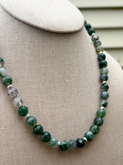 Chunky Moss Agate Necklace