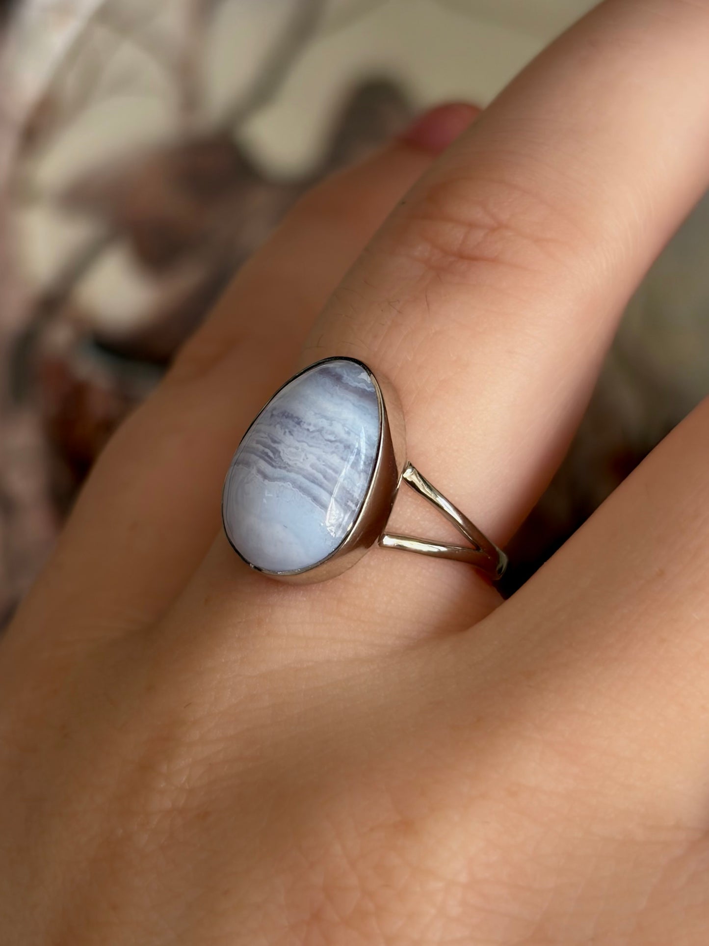 Blue Lace Agate Ring - Size 7