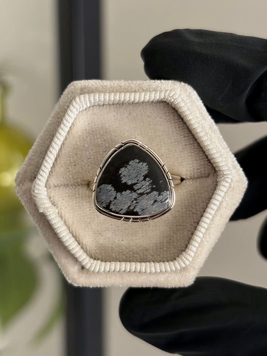 Snowflake Obsidian Ring - Size 7