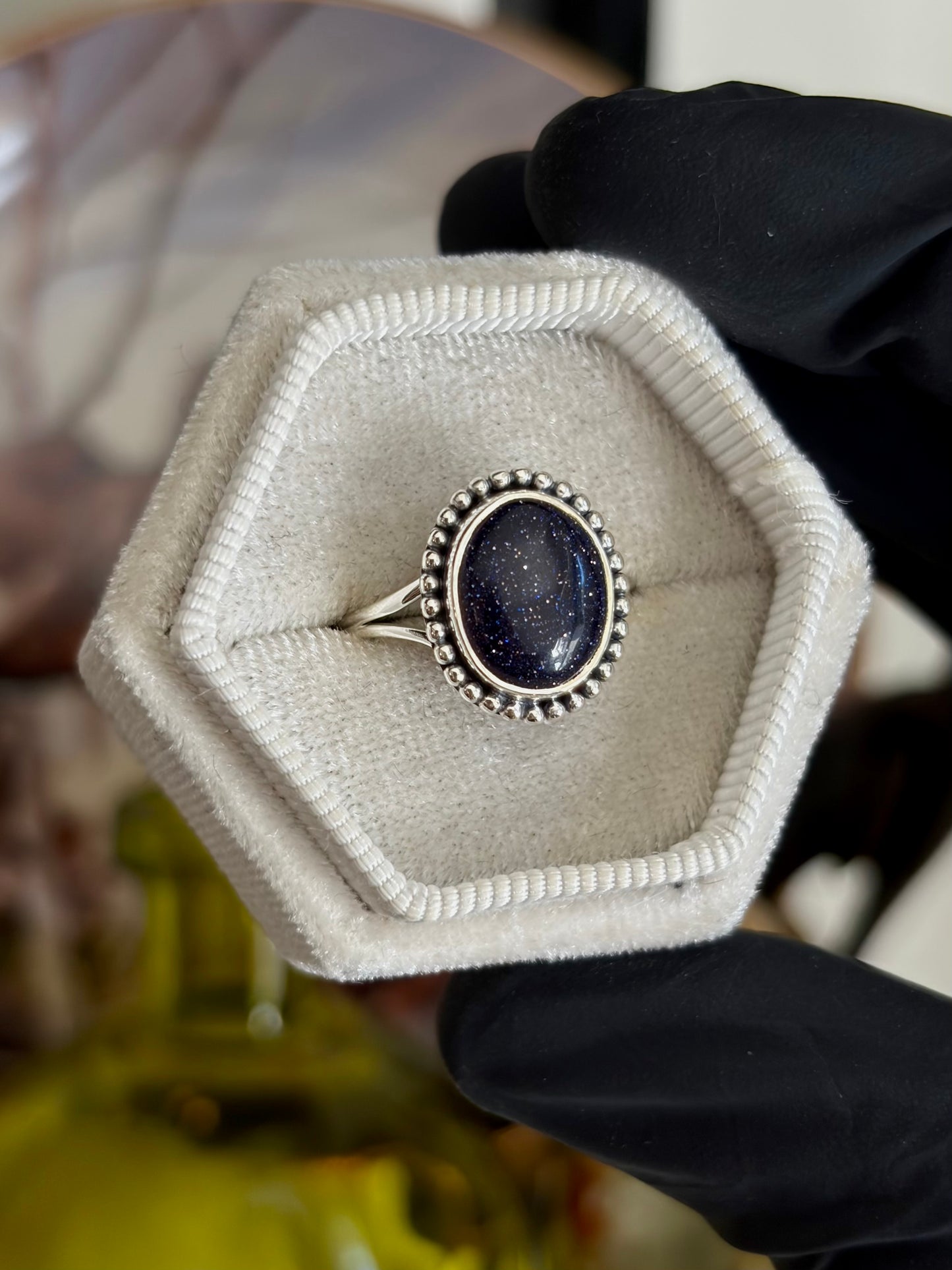 Blue Sand Stone Ring - Size 7
