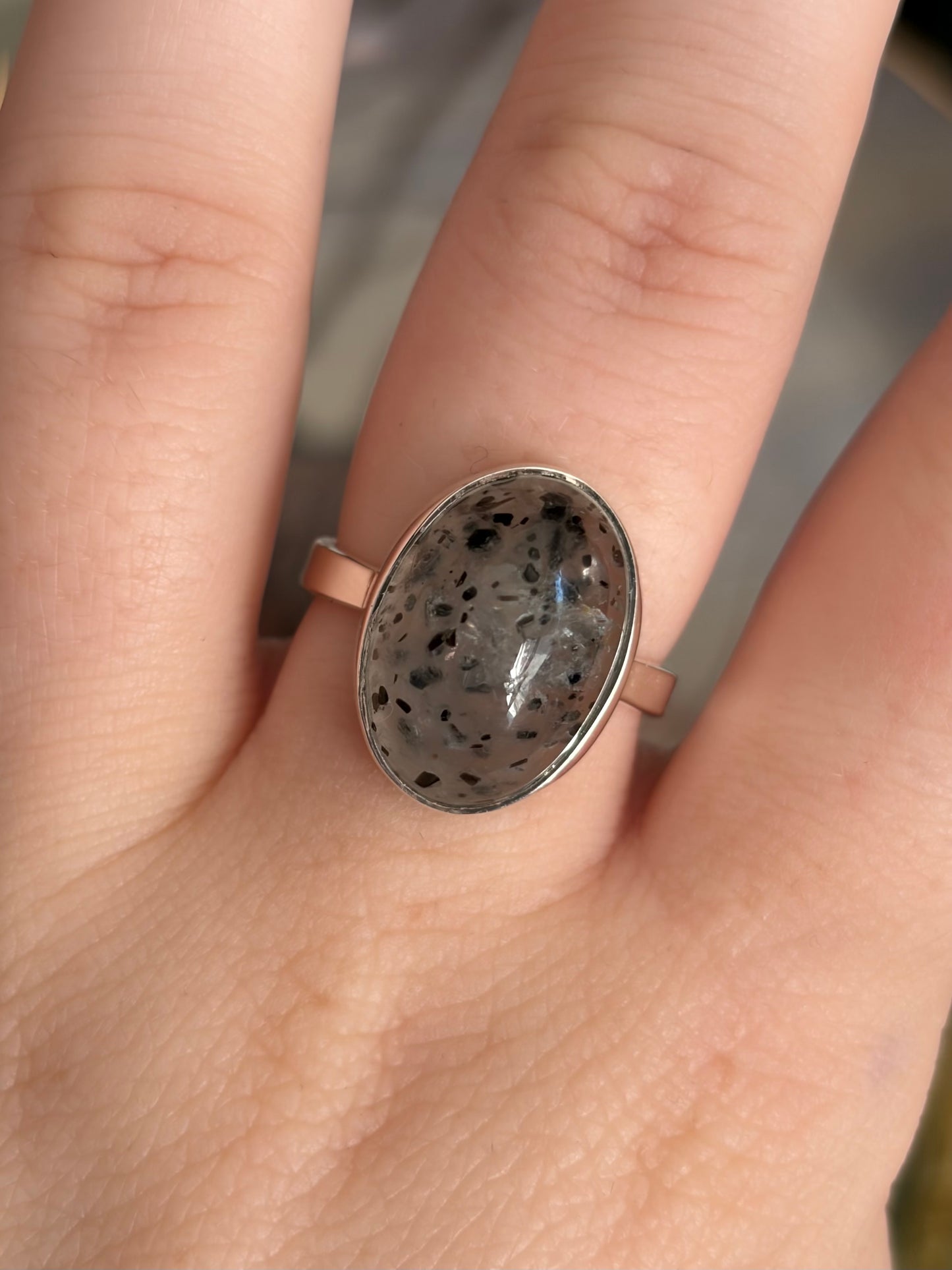 Sagenitic Quartz Ring - Size 8