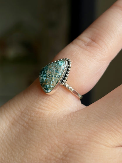 Green Seam Agate Ring - Size 5