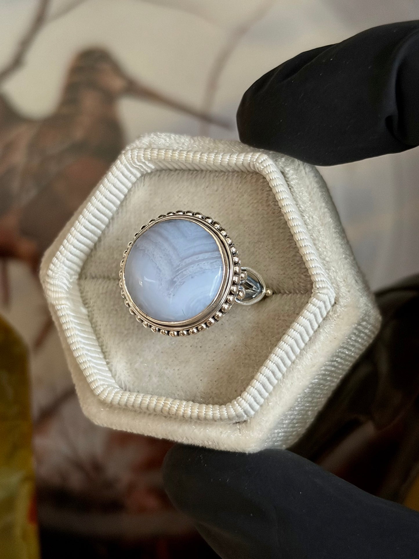 Blue Lace Agate Ring - Size 9