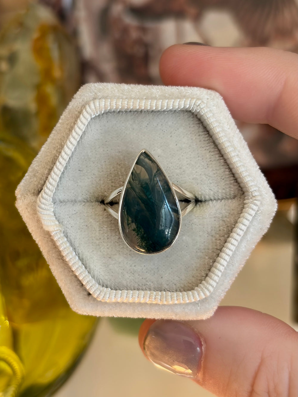 Moss Agate Ring - Size 5