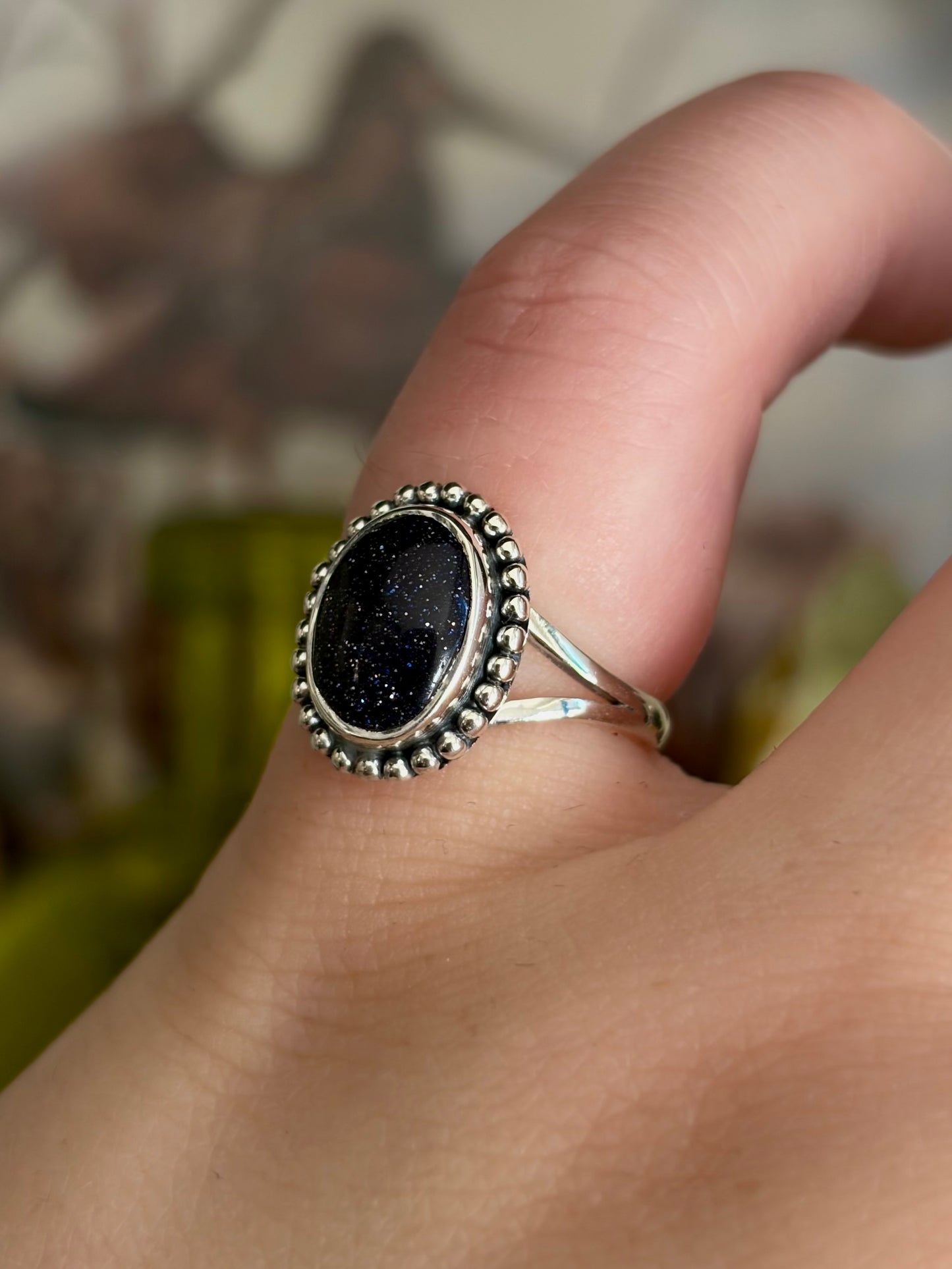 Blue Sand Stone Ring - Size 6