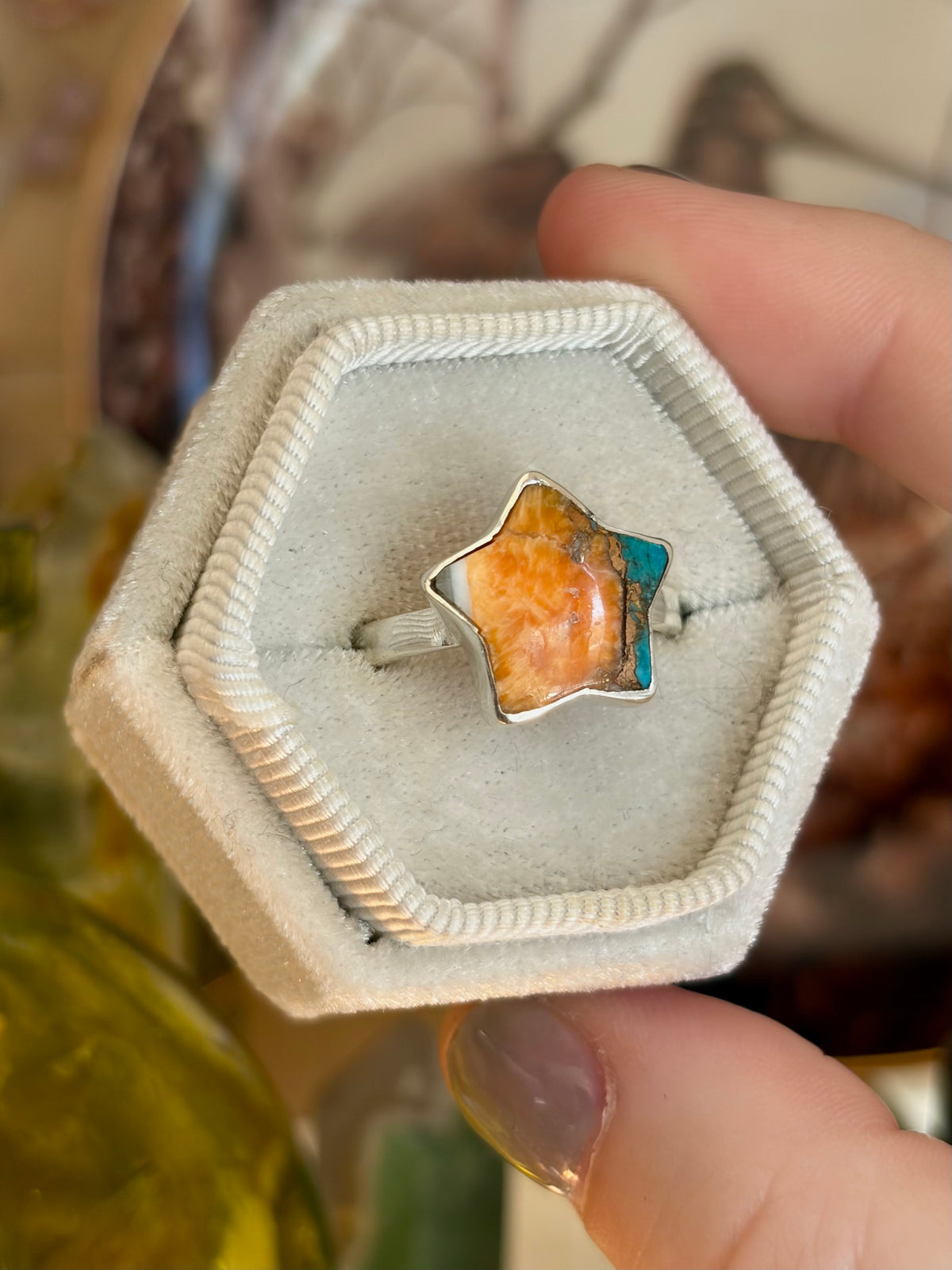 Oyster Turquoise Ring - Size 9