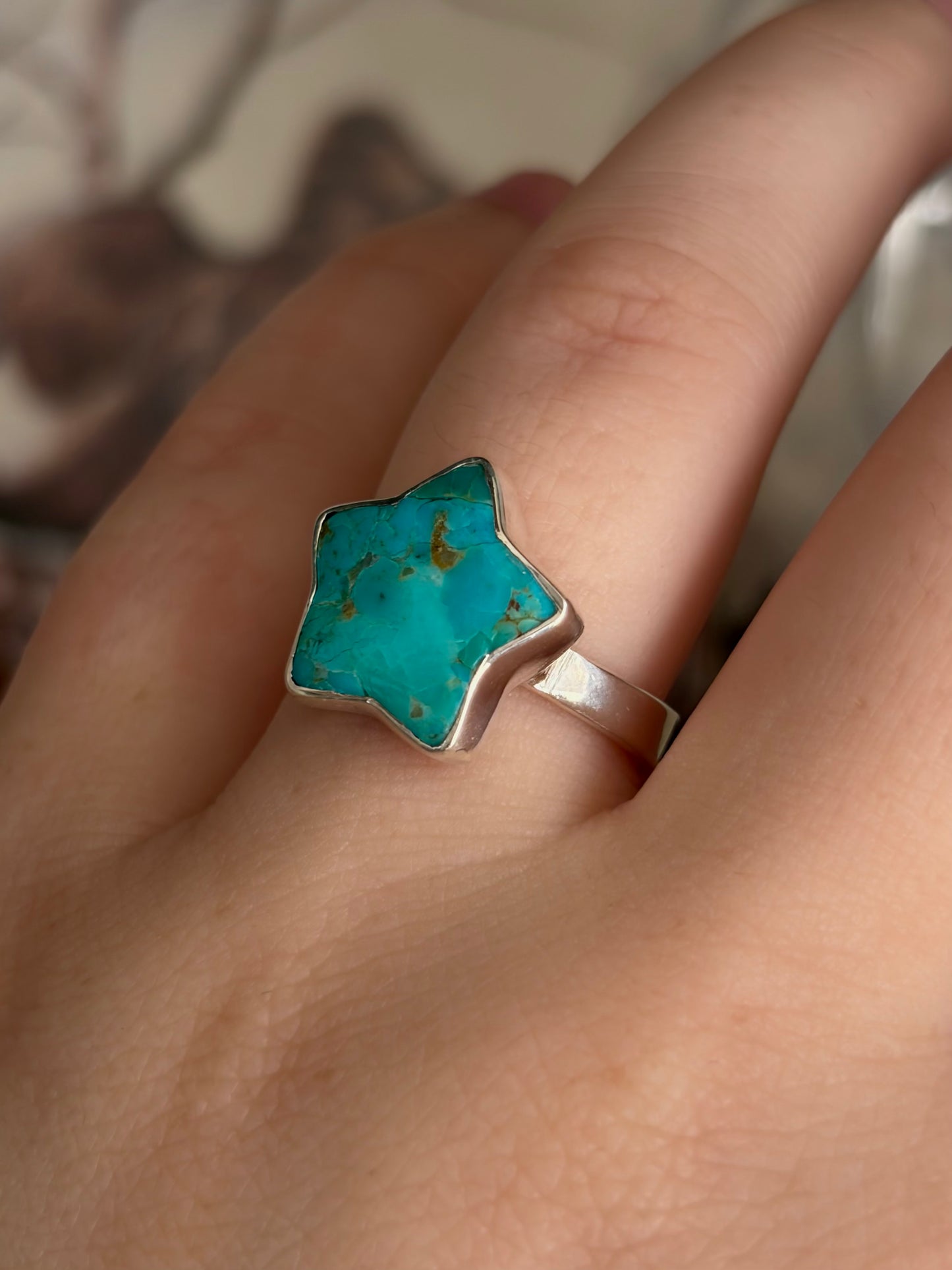 Turquoise Star Ring - Size 8