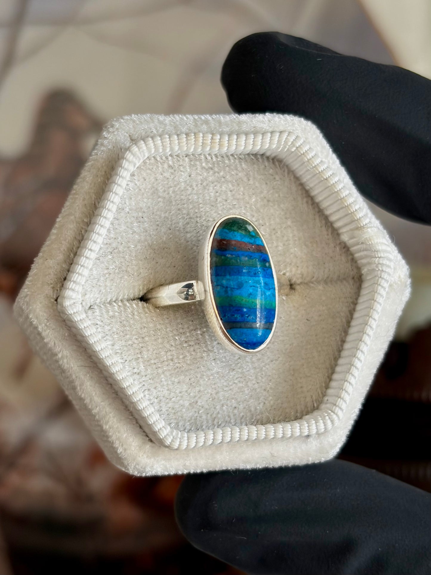 Rainbow Calsilica Ring - Size 6