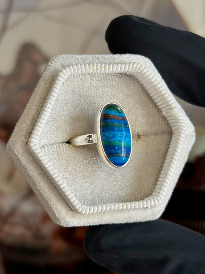 Rainbow Calsilica Ring - Size 6