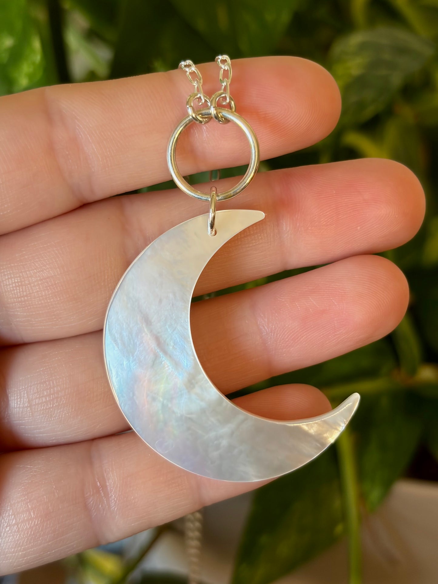 Mother of Pearl Crescent O-Ring Necklace