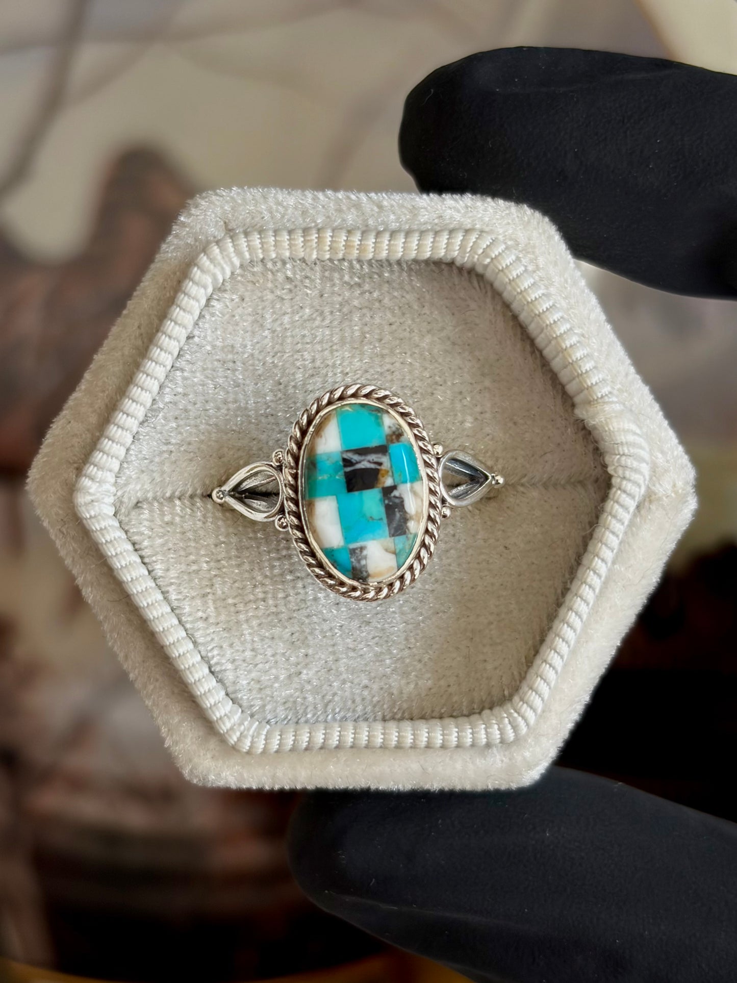 Turquoise Mosaic Ring - Size 9