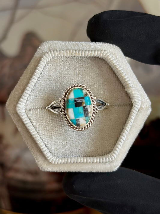 Turquoise Mosaic Ring - Size 9