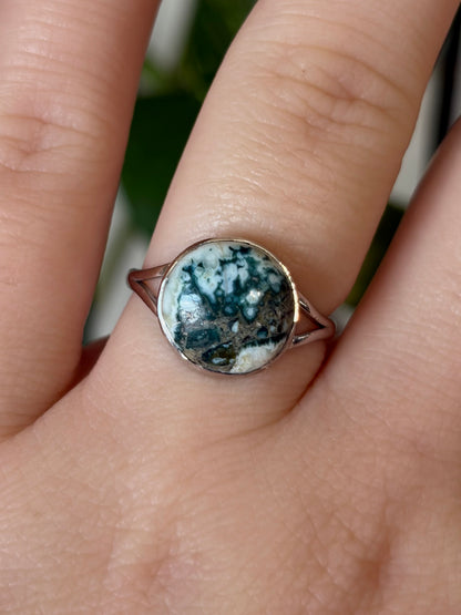 Green Seam Agate Ring - Size 7