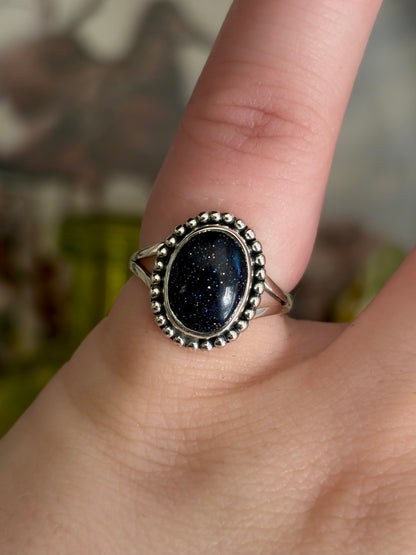 Blue Sand Stone Ring - Size 6