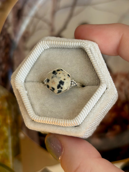 Dalmatian Jasper Ring - Size 7