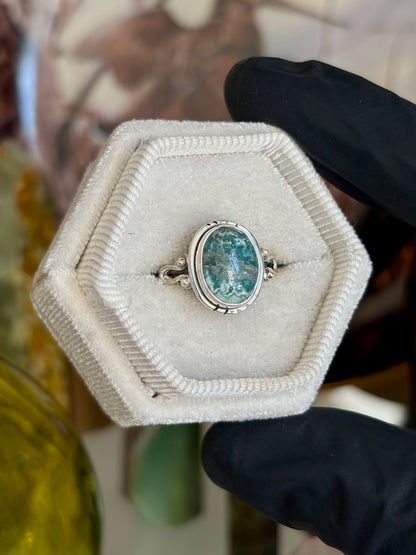 Green Seam Agate Ring - Size 6