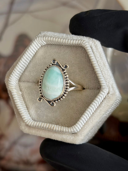 Blue Aragonite Ring - Size 8