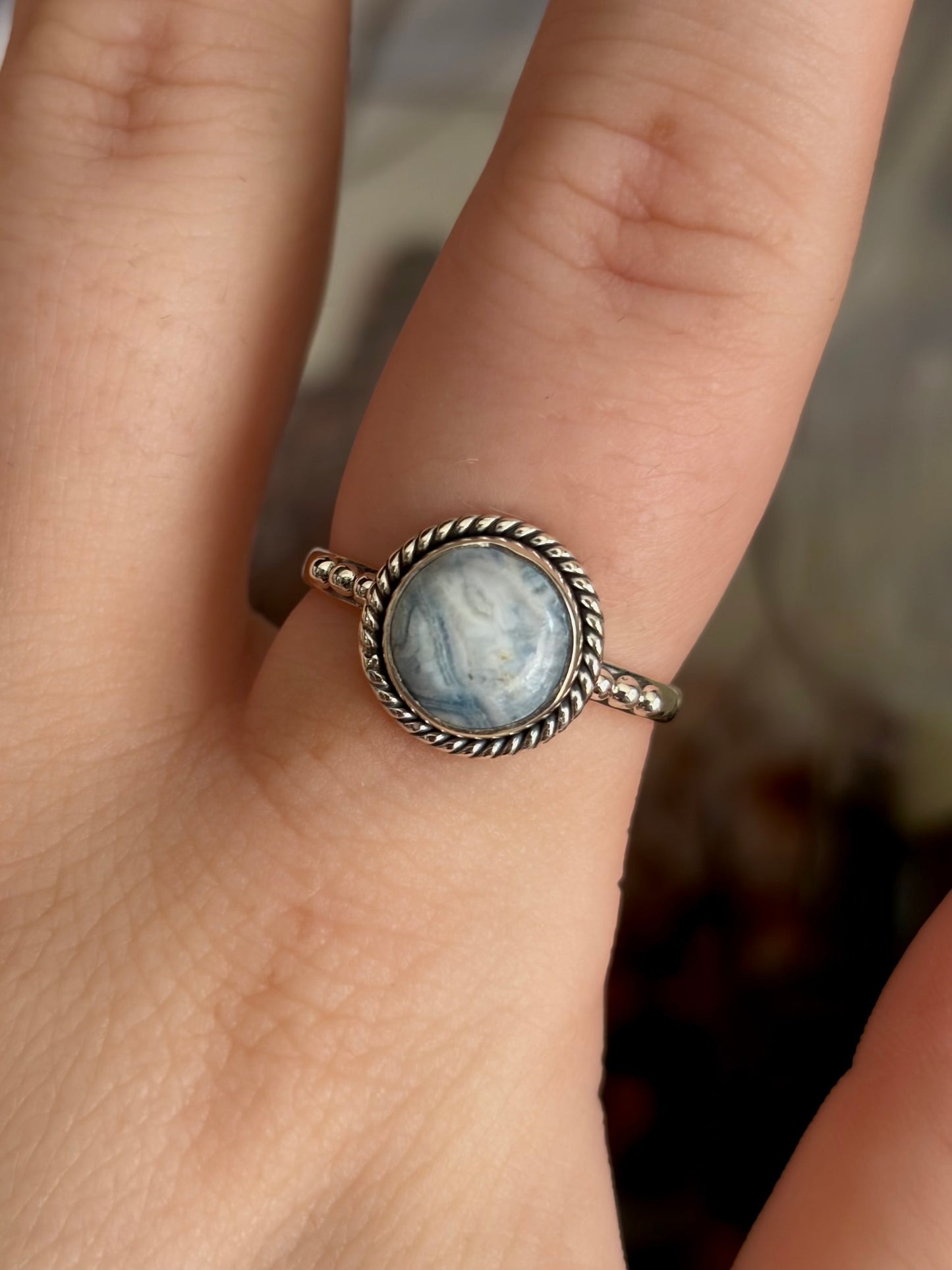 Blue Scheelite Ring - Size 8