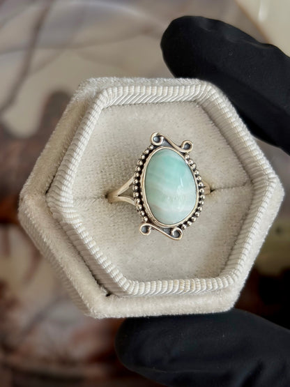 Blue Aragonite Ring - Size 8