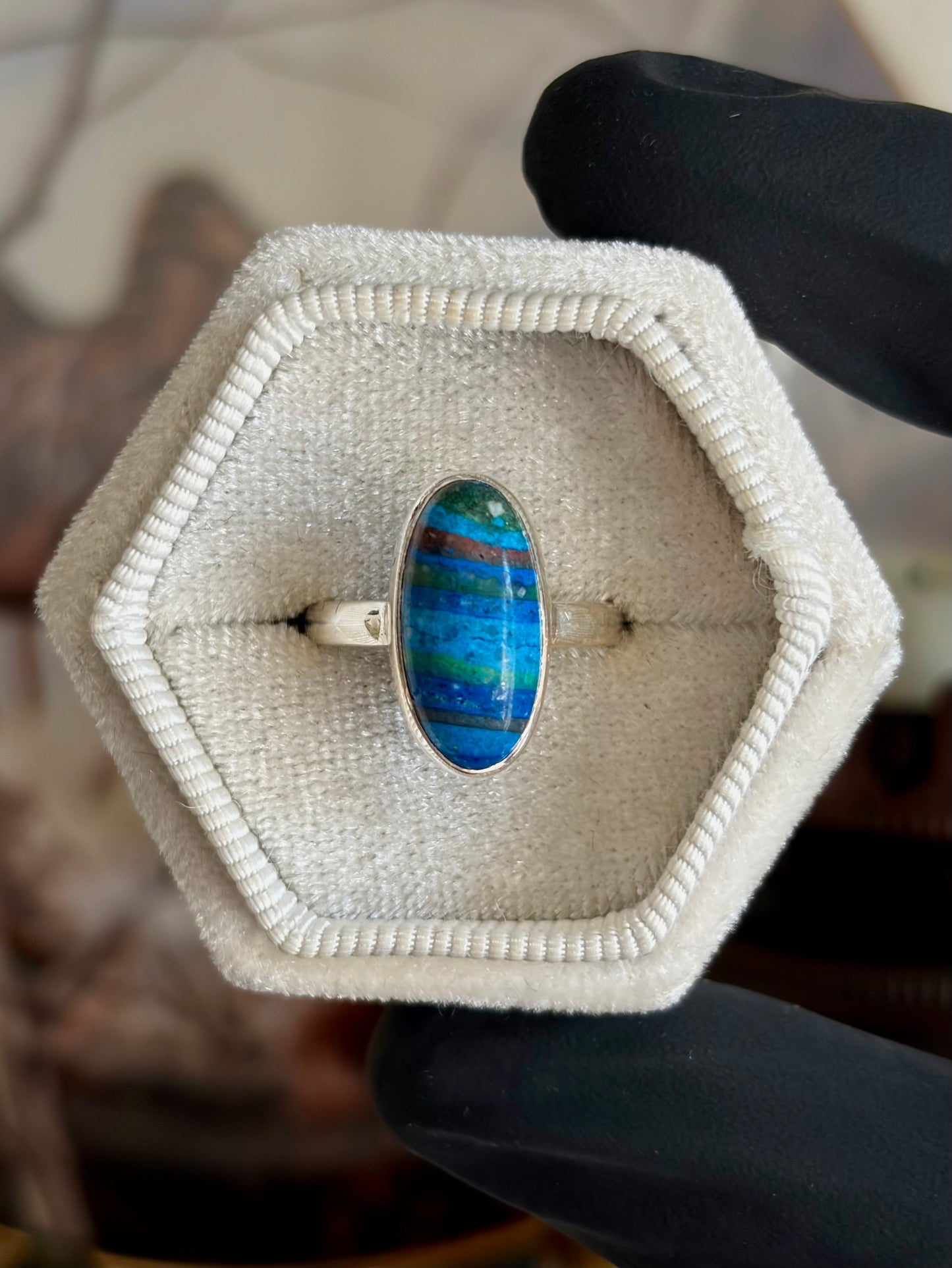 Rainbow Calsilica Ring - Size 6
