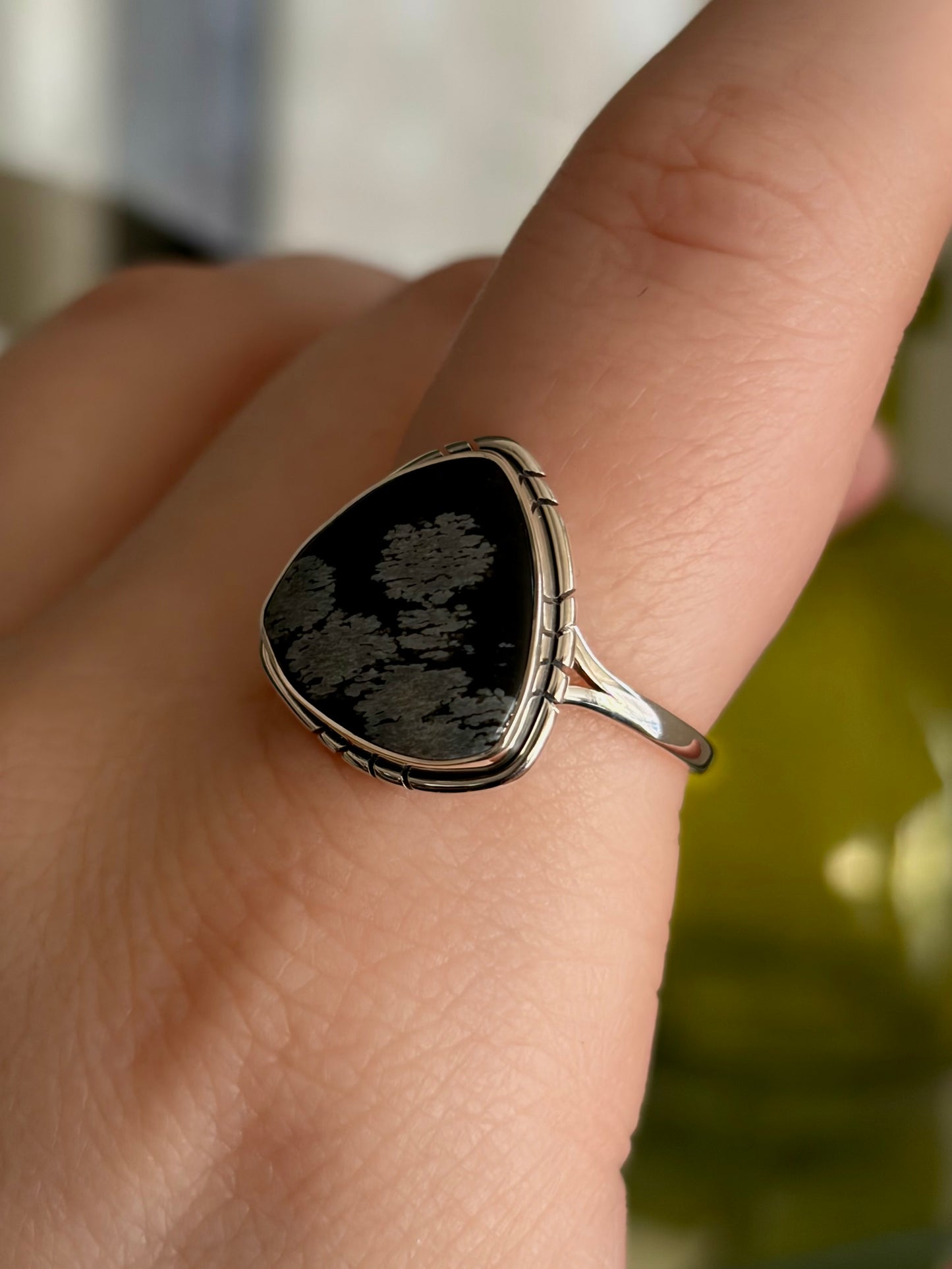 Snowflake Obsidian Ring - Size 7