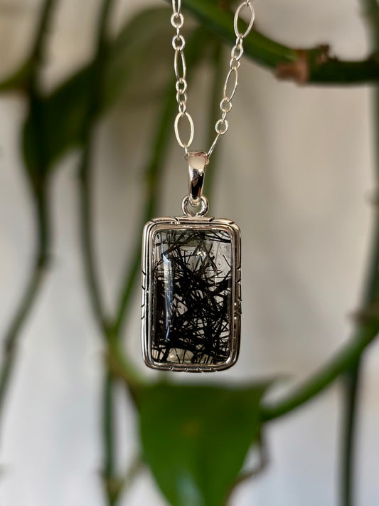 Black Rutile Tourmaline Necklace