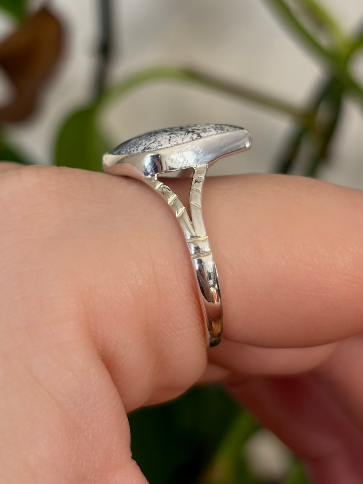 Dendritic Agate Ring - Size 10