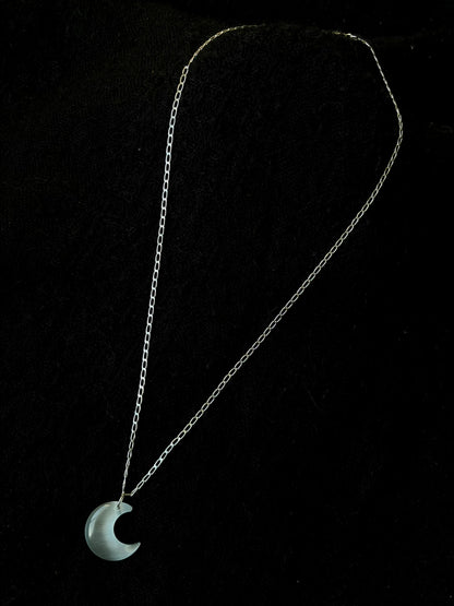 White Cats Eye Crescent Necklace