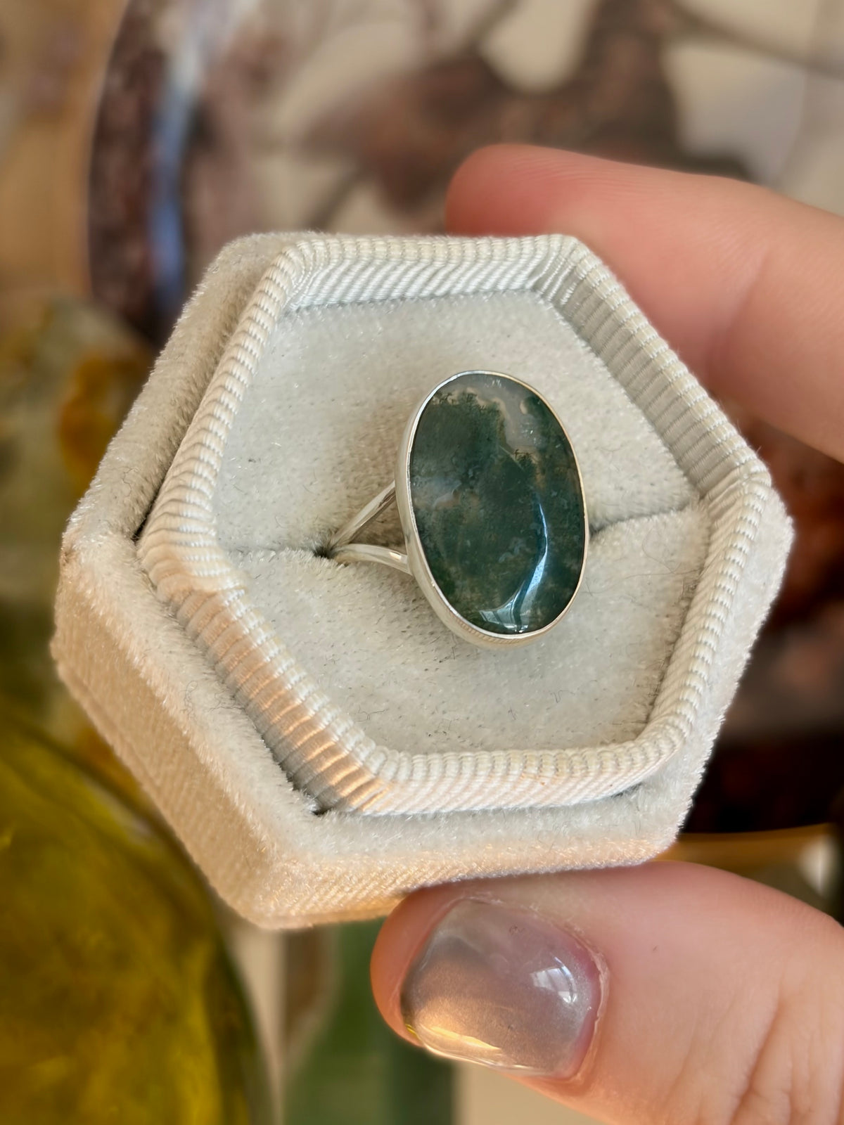 Moss Agate Ring - Size 5