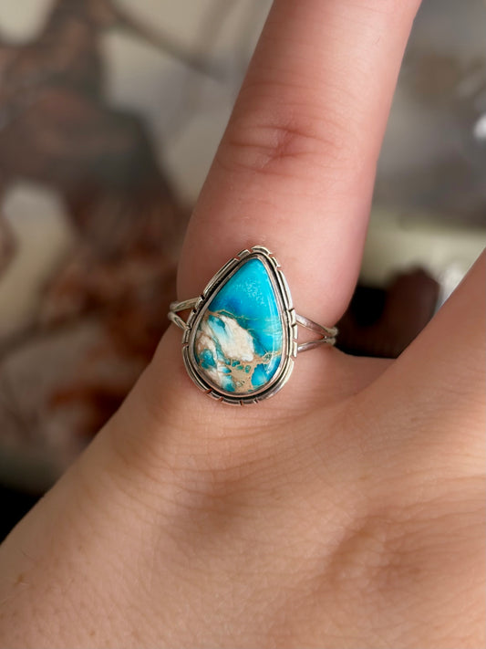 Blue Sea Sediment Ring - Size 5