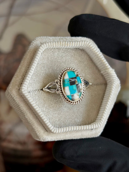 Turquoise Mosaic Ring - Size 9
