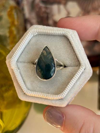 Moss Agate Ring - Size 5