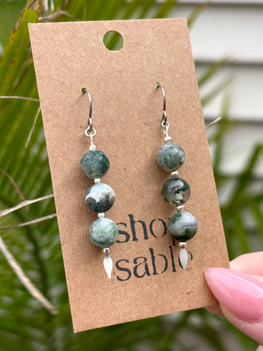 Orb Moss Agate Earrings