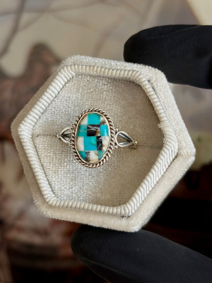 Turquoise Mosaic Ring - Size 9