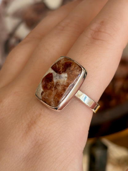 Garnet in Limestone Ring - Size 10