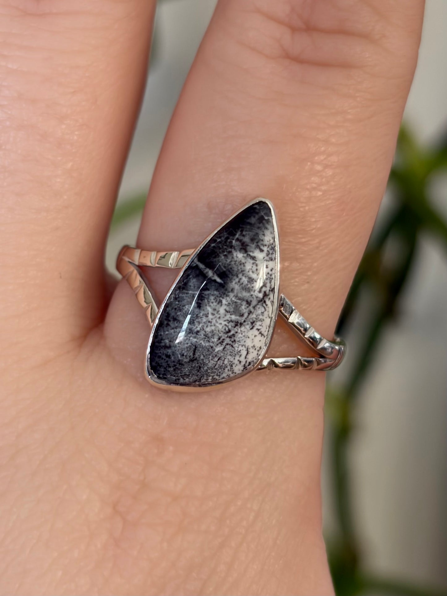Dendritic Agate Ring - Size 10