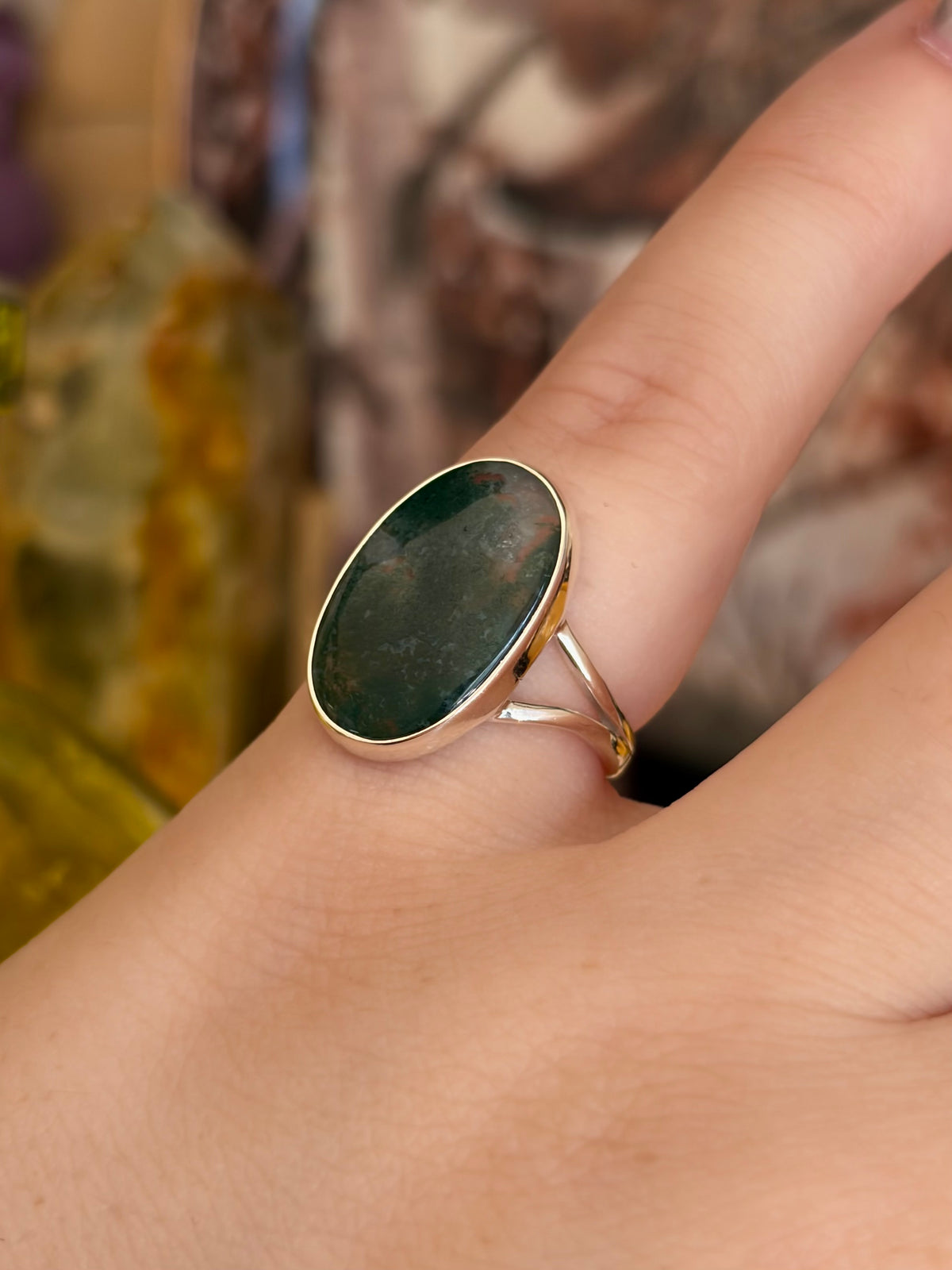 Moss Agate Ring - Size 5