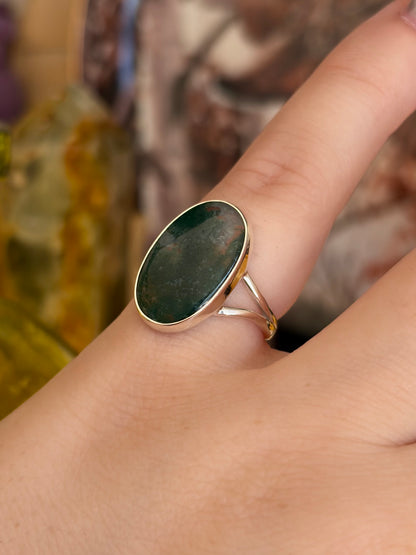 Moss Agate Ring - Size 5