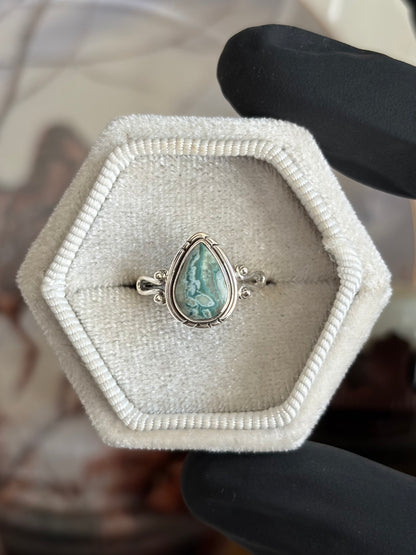 Green Seam Agate Ring - Size 5